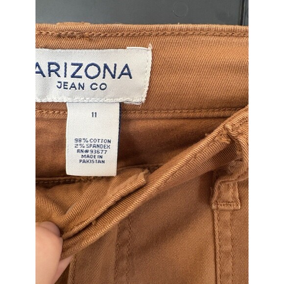 Arizona Jeans Co Women’s Juniors Cargo Pants Brown Argan Oil Sz 11 Drawstrings - Picture 4 of 16